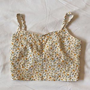 Hollister Floral Tie-Back Crop Tank Top